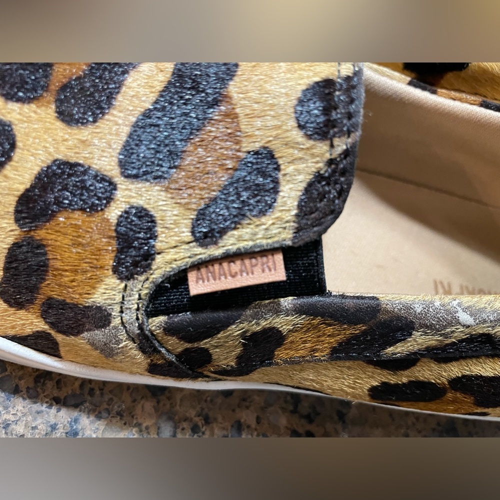 Hot🔥 ANACAPRI Women’s Sz 40 9.5 Calf Hair Leopard Animal Print Slip-On Loafers - Picture 4 of 11